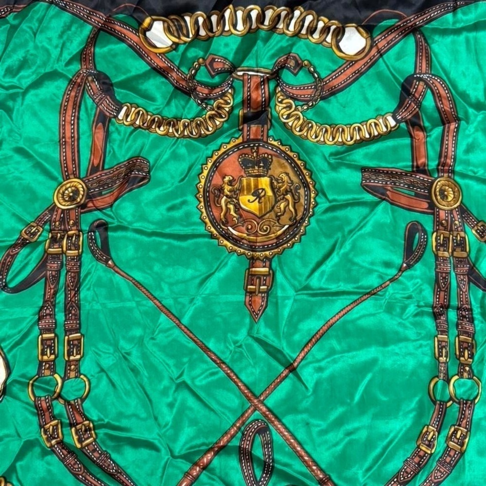 Bill Blass Designer silk scarf with horse equestrian bit design square 32‎ inch - Picture 4 of 4